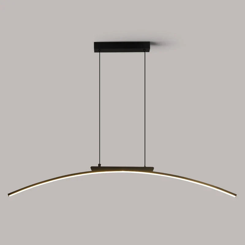 Modern Curved Bridge LED Pendant Light in Black or Gold