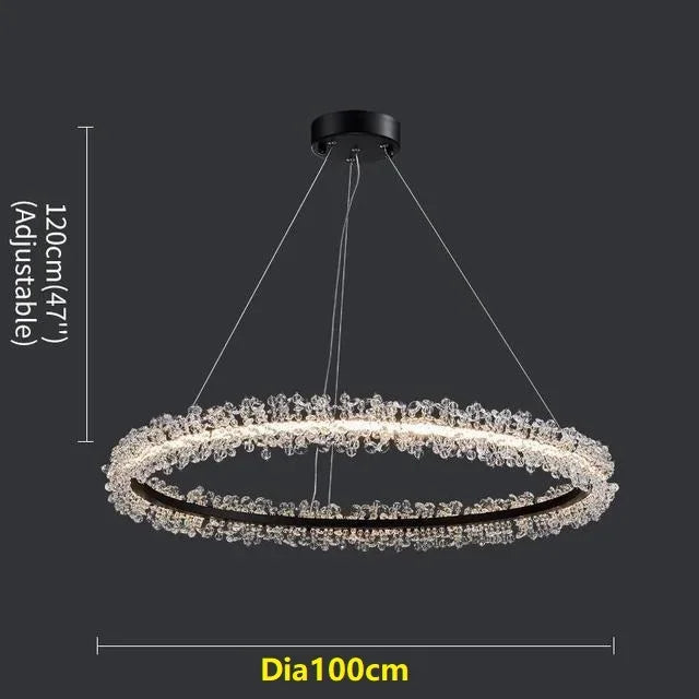 Decorbites™ Kristall-Gold-Ring-LED-Kronleuchter für die Heimdekoration im luxuriösen Wohnzimmer, Esszimmer und Schlafzimmer