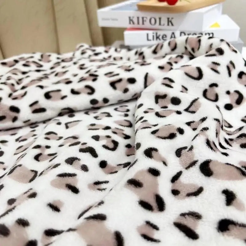 DecorBites™ Leopard Print Warm Blanket for Office, Dorm, and Sofa