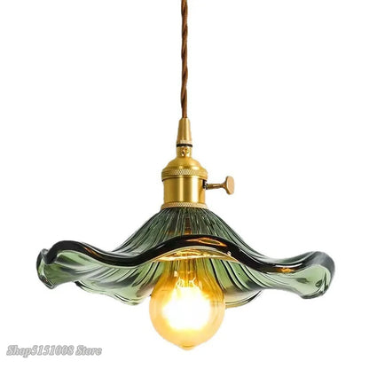 Modern Colorful Glass and Copper Pendant Light