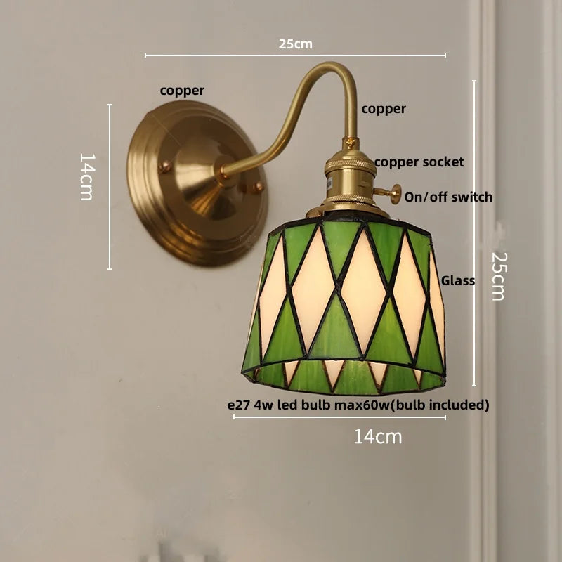 Decorbites™ Würfel-LED-Wandleuchte Kupferglas Retro-Vintage-Lampe E27 verspiegelte Waschtischleuchte
