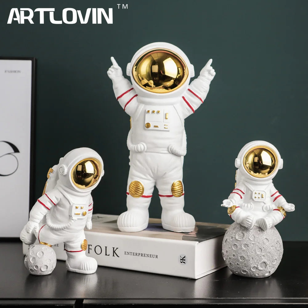 Decorbites™ elektrovergoldete goldene Astronauten-Figuren, kreative Wohnraumdekoration & Geschenke