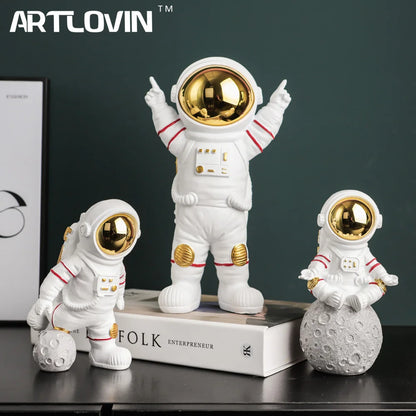 Decorbites™ elektrovergoldete goldene Astronauten-Figuren, kreative Wohnraumdekoration & Geschenke