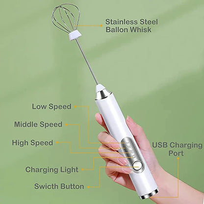 Decorbites™ Elektrischer Milchaufschäumer Rührgerät 3-Geschwindigkeiten Schneebesen Blender Schaumgeber Eierquirl