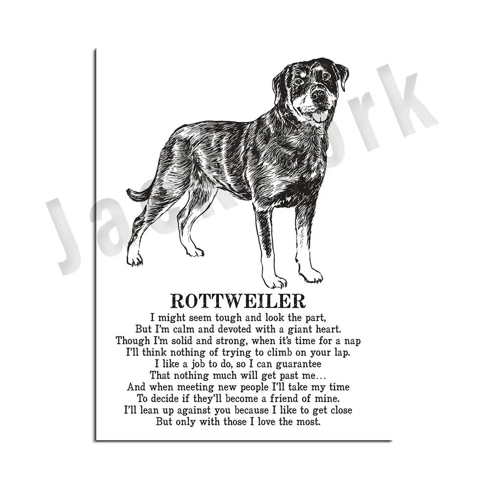 Decorbites™ Hunderassens-Gedichtposter-Sammlung: Vizsla, Pomeranian, Manchester Terrier und mehr