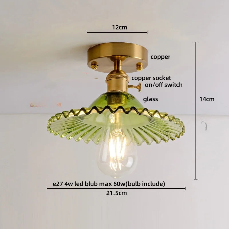 DecorBites™ Glass Flush Mounted Ceiling Light Fixture - Modern Nordic Green Glass LED Ceiling Lamp