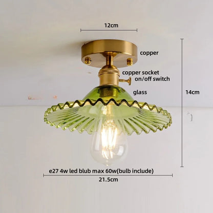 DecorBites™ Glass Flush Mounted Ceiling Light Fixture - Modern Nordic Green Glass LED Ceiling Lamp