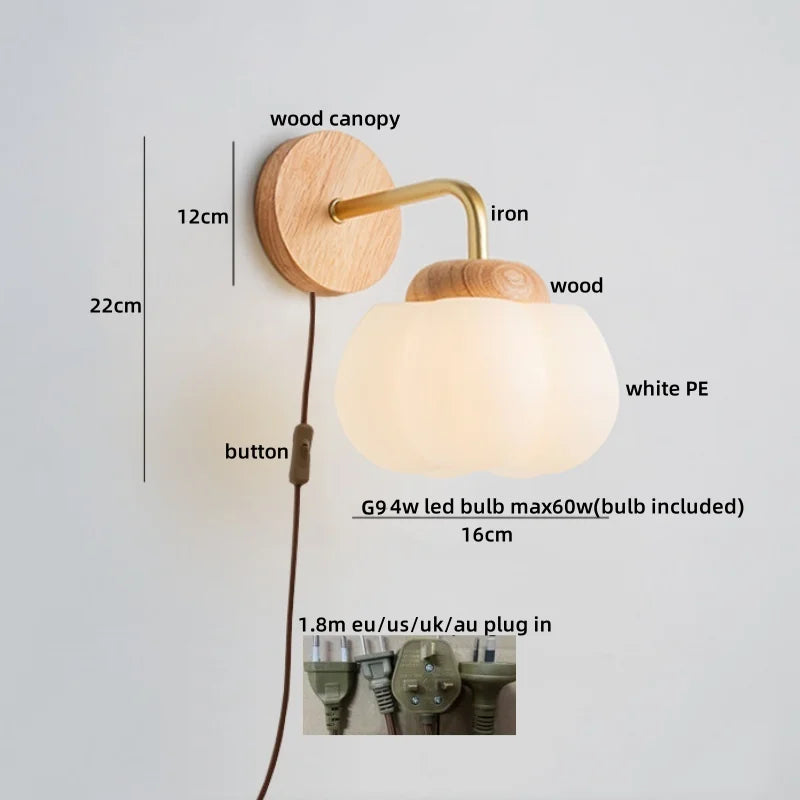 Decorbites™ Baumwoll-LED-Wandleuchten mit Zugschalter für Restaurant, Wohnzimmer, Schlafzimmer