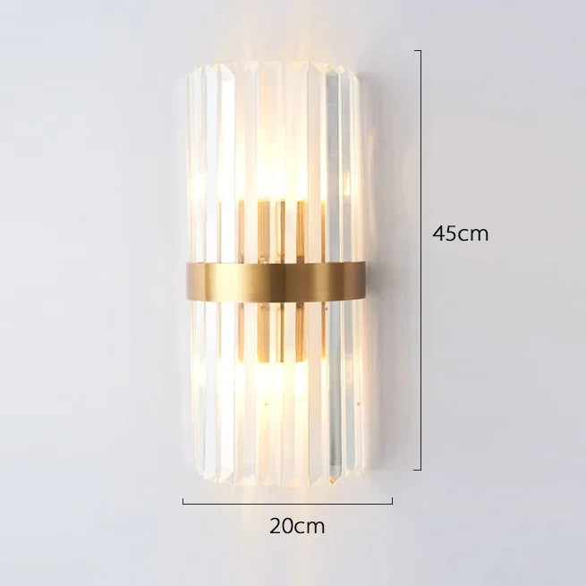 Gold Shimmering Crystal Wall Sconce For Bedroom