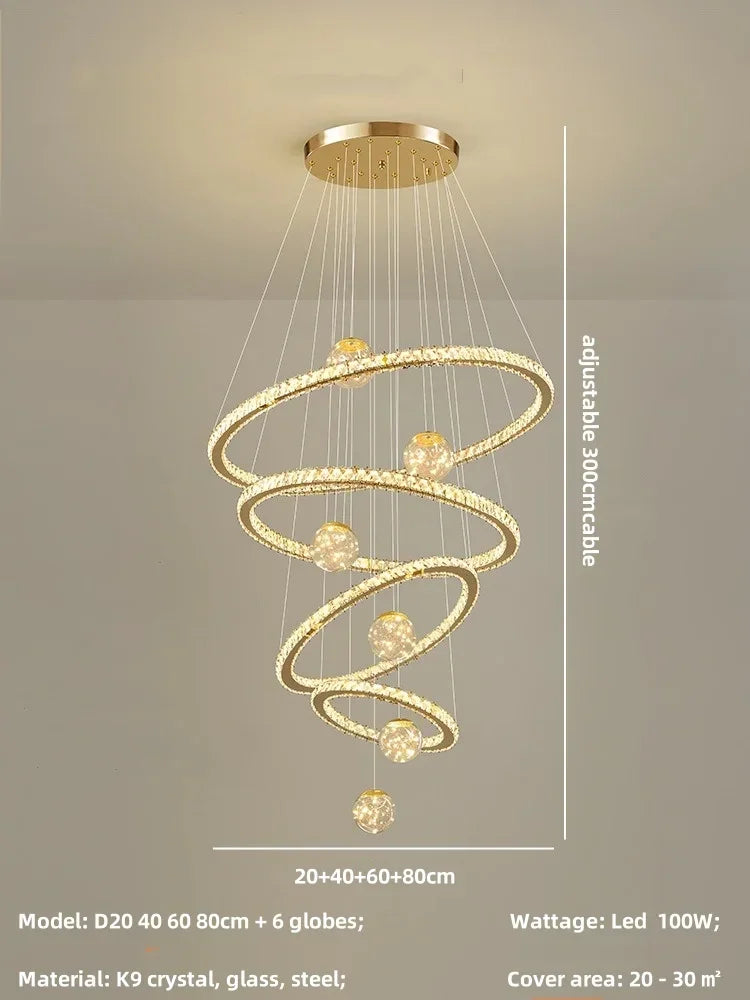 Decorbites™ Kristall-LED-Kronleuchter: Moderne Pendelleuchten für das Wohnzimmer, Glasglobus-Hängeleuchte