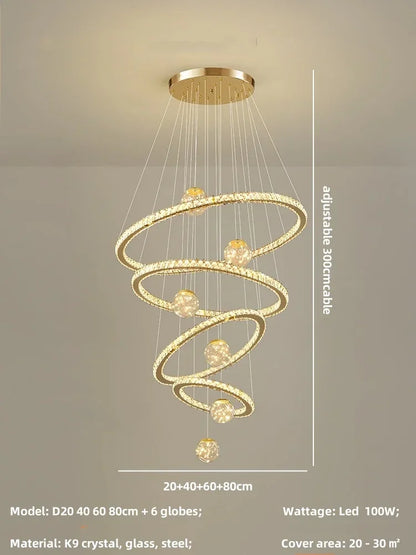Decorbites™ Kristall-LED-Kronleuchter: Moderne Pendelleuchten für das Wohnzimmer, Glasglobus-Hängeleuchte