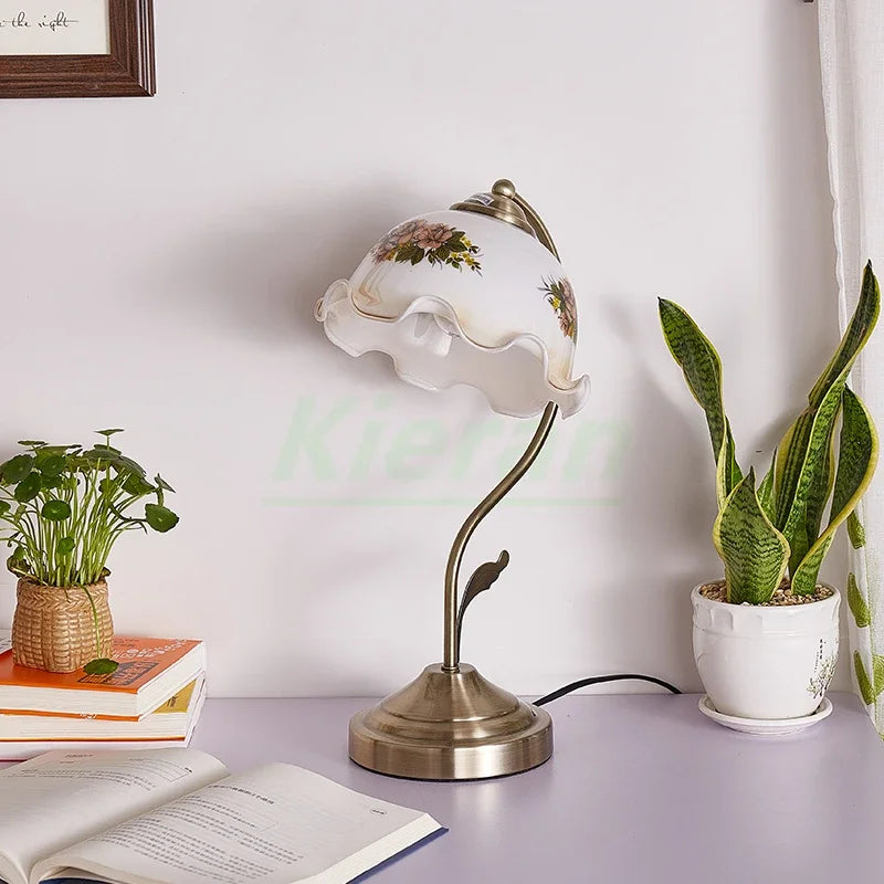 Decorbites™ Glasblumen-LED-Schreibtischlampe, dimmbare moderne Tischlampe für Schlafzimmer, Wohnzimmer