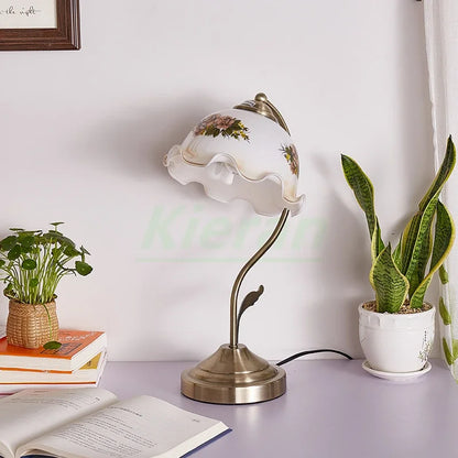 Decorbites™ Glasblumen-LED-Schreibtischlampe, dimmbare moderne Tischlampe für Schlafzimmer, Wohnzimmer