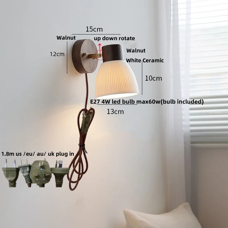 Decorbites™ LED-Wandleuchte Modern Nordisch Drehbare Leselampe Weiß Keramik Holz