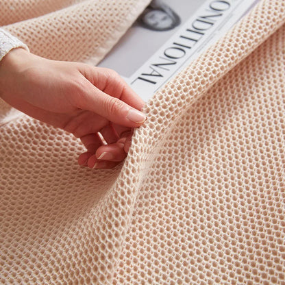 DecorBites™ Cotton Honeycomb Towel Blanket for Single Double - Breathable Cozy Sofa Cover