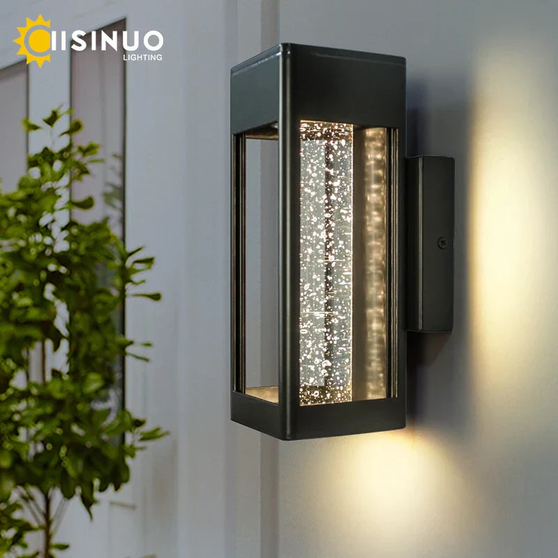 DecorBites™ Crystal Bubble Glass Wall Lamp 11W LED Outdoor Sconce IP65 Garden Light