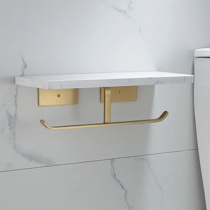 DecorBites™ Brass Marble Toilet Paper Holder Nordic Brushed Gold Bathroom Tissue Shelf