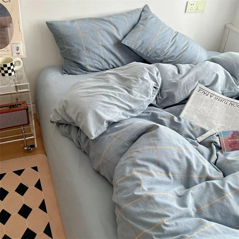 Decorbites™ Japanischer Stil Baumwollbedrucktes 4-teiliges Bettwäsche-Set mit beidseitigem Design