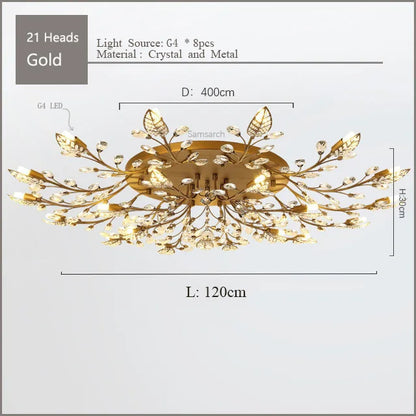 DecorBites™ Crystal Ceiling Chandelier LED Fixture Lights for Living Room Bedroom by Samsarah Lighting