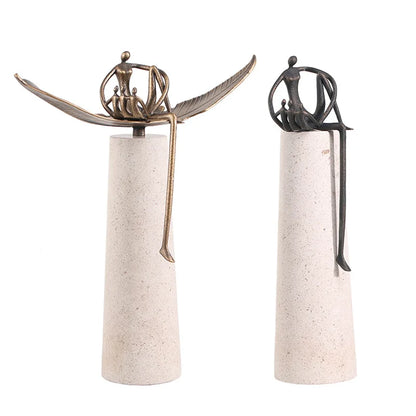 DecorBites™ Golden Metal Abstract Figure Sculpture Home Decor CraftǀCreative Figurine Ornament