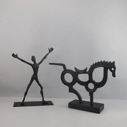 DecorBites™ Geometric Couple Cast Iron Figure Sculpture for Home Decor