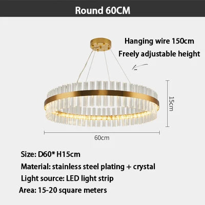 Gold Crystal Modern Chandelier Oval120cm