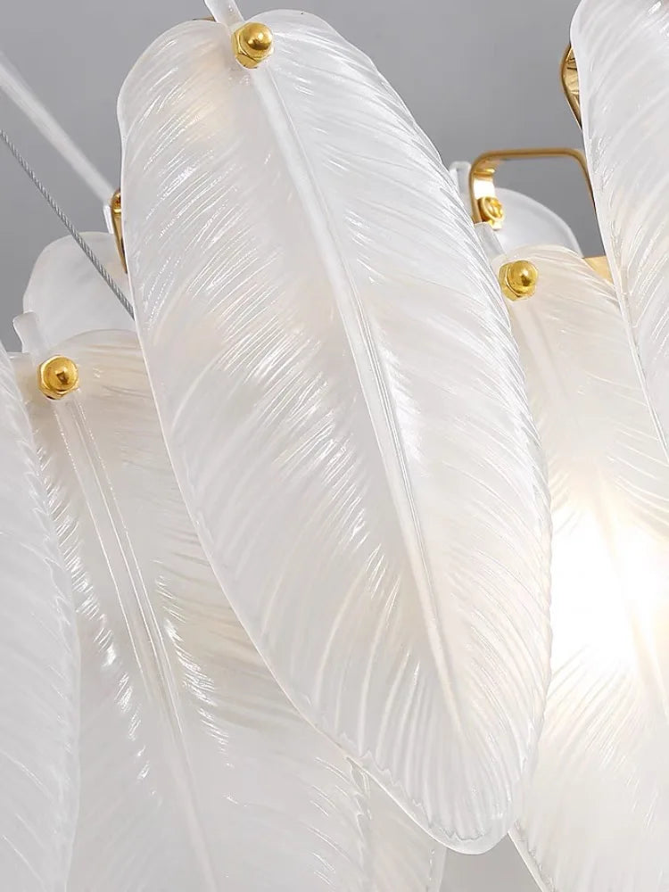 Decorbites™ Glas-Feder-Kronleuchter: Luxuriöse Kunst-Dekor-Deckenleuchte für Wohn- und Esszimmer
