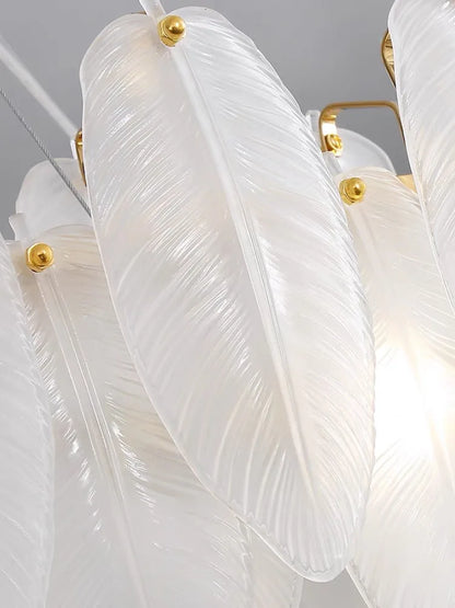 Decorbites™ Glas-Feder-Kronleuchter: Luxuriöse Kunst-Dekor-Deckenleuchte für Wohn- und Esszimmer