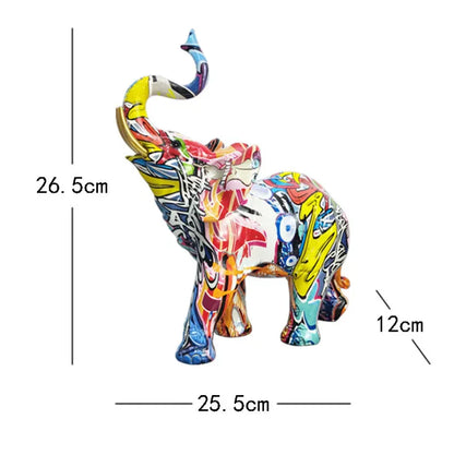 Decorbites™ Elefanten-Skulptur: Nordische Malerei Graffiti Harz-Kunstfigur & Heimdekoration Handwerk