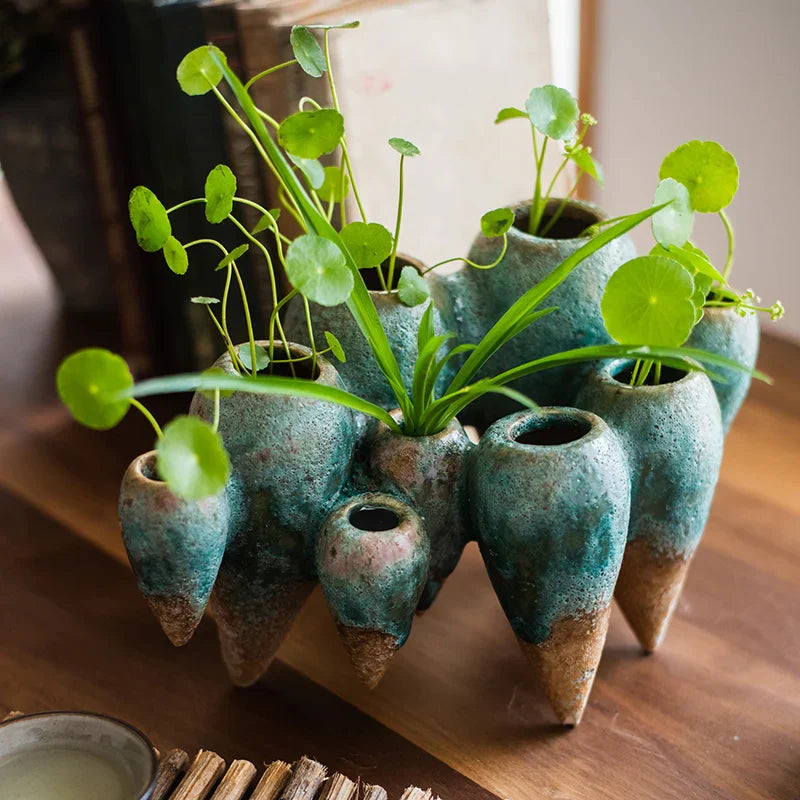 DecorBites™ Abstract Tooth Ceramic Flower Pot Hanging Vase for Artistic Home Decor