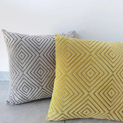 Decorbites™ Geometrisches Chenille-Flock-Überzug für Kissen in Grau Gelb Lila Rot, 45x45 cm/30x50 cm