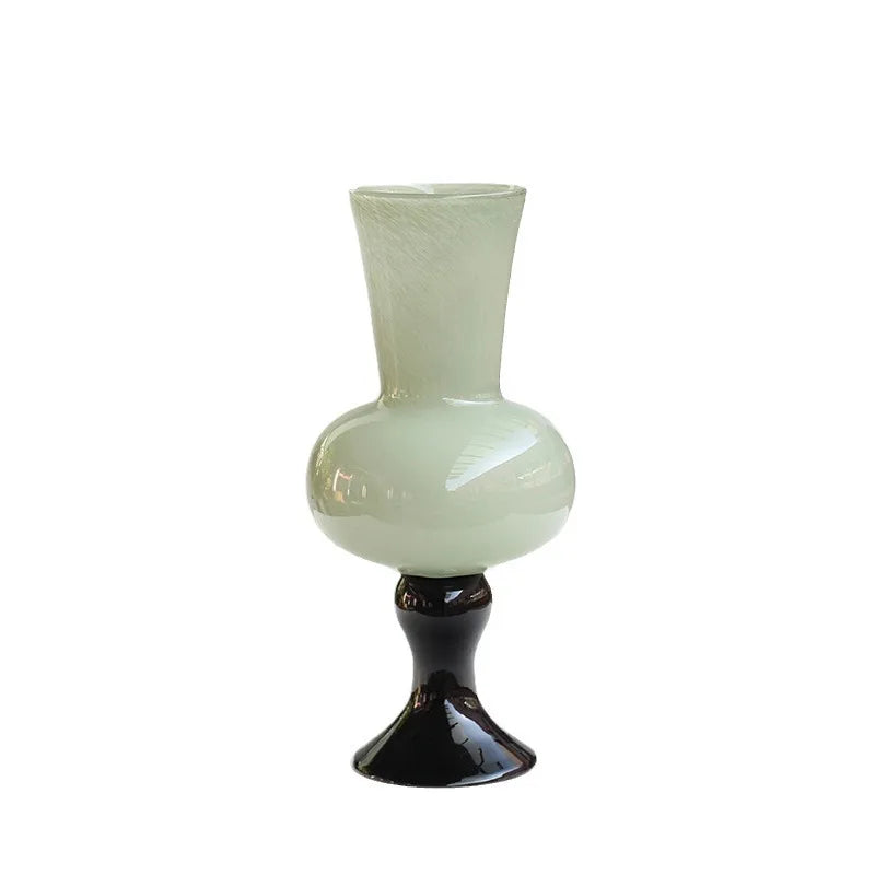 DecorBites™ Geometric Vintage Glass Vase for Home Decoration