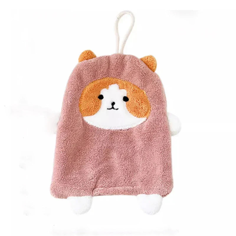 DecorBites™ Coral Plush Cat Microfiber Hand Towel: Cute Quick-Drying Kitchen Bathroom Accessory