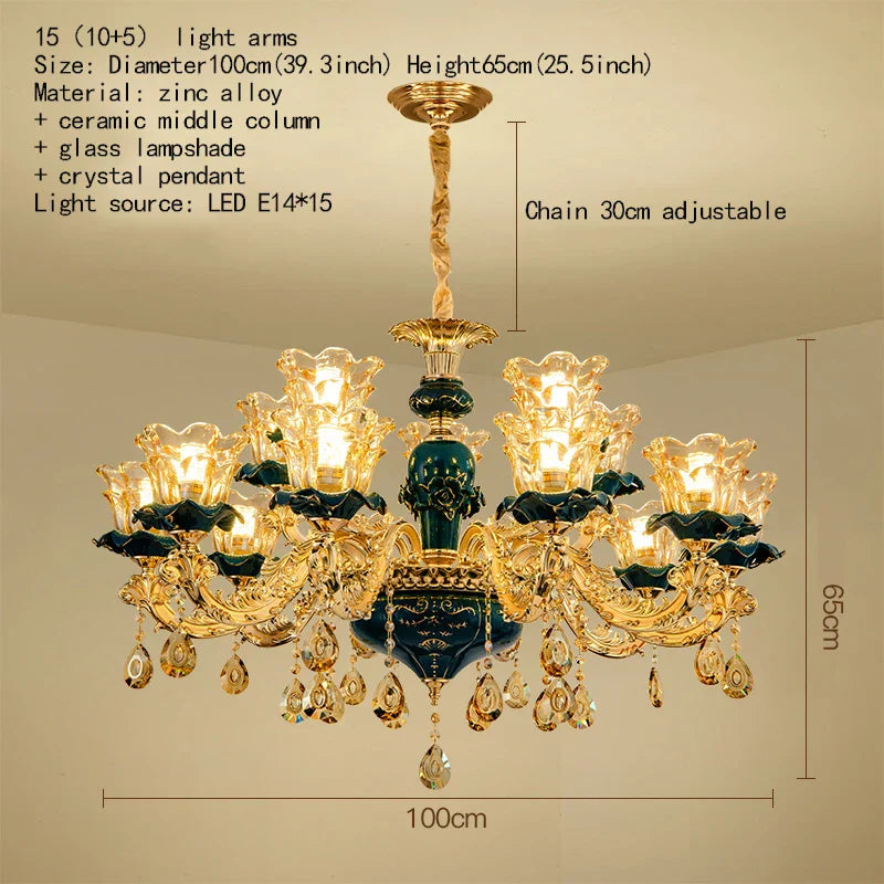 Decorbites™ Dunkelblaues Kristall-Lüster, Vintage-Stil Deckenleuchte für Wohnzimmer, Schlafzimmer, Villa