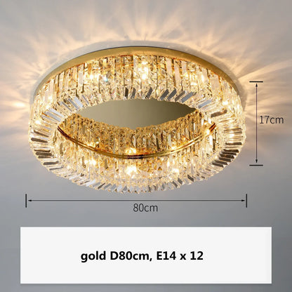 Decorbites™ Kristall-Gold-Deckenleuchte für Esszimmer, LED-Kronleuchter zur Dekoration des Wohnzimmers