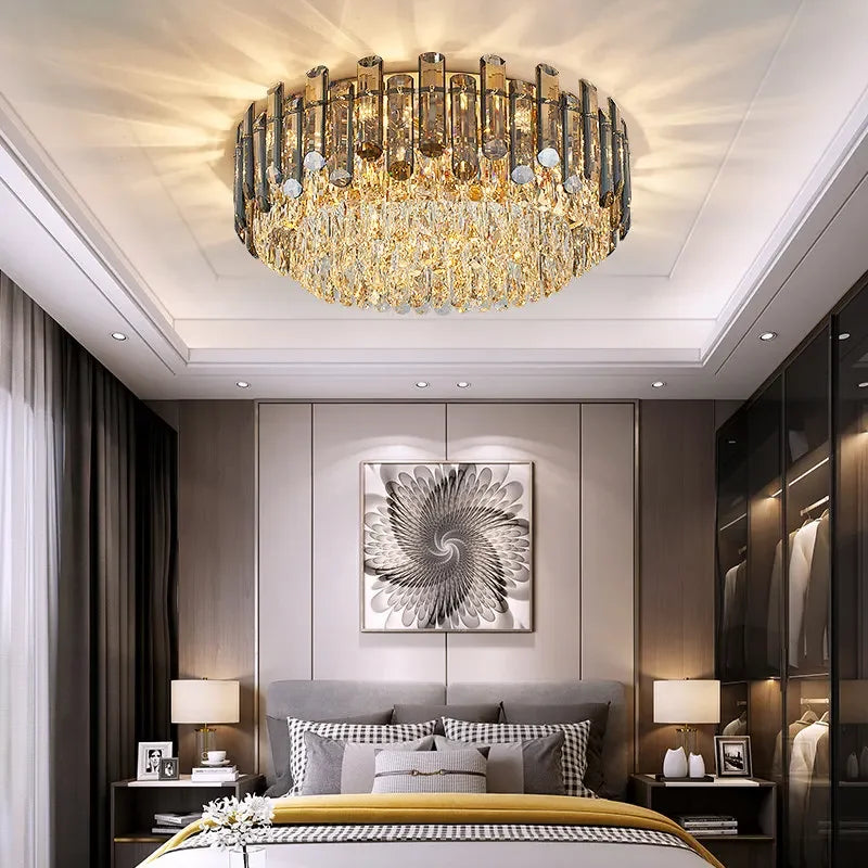 Decorbites™ Gold-Kristall-Kronleuchter für das Wohnzimmer – Luxuriöse Beleuchtungseinrichtung