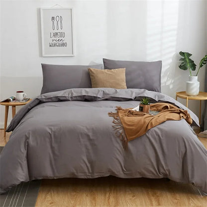 Decorbites™ Baumwoll-Wäsche-Set 4-teilig Doppel Queen Uni-Farbendecke Bezug Flaches Bettlaken