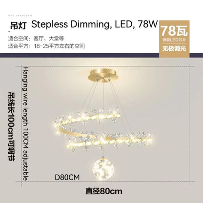 DecorBites™ Crystal Gold Ceiling Chandelier: Luxury Nordic Living Room Lamp
