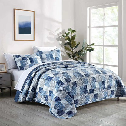 Decorbites™ Graue Patchwork-Blumendruck-Bettüberwurf-Set, ultra weich für alle Jahreszeiten