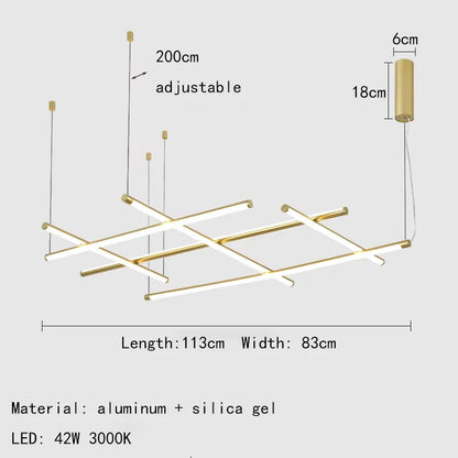 DecorBites™ LED Linear Ceiling Chandelier Italian Designer Luxury Dining Room Chandelier