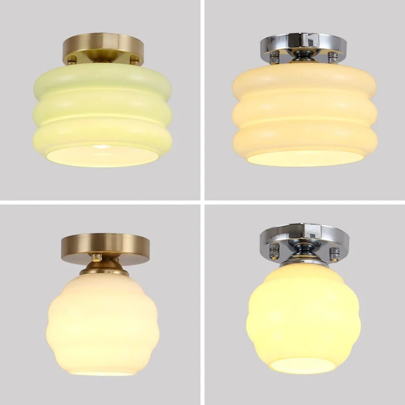 Decorbites™ Cremiges Glas-Eisen-LED-Deckenleuchte – Moderne Innenbeleuchtung