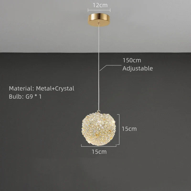 DecorBites™ Crystal Gold Ceiling Light for Bedroom Dining Room G9 Bulb
