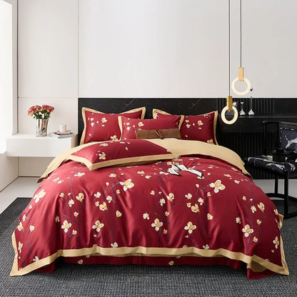 DecorBites™ Egyptian Cotton Bedding Set Queen King Ru Double Size Print Bed Linens