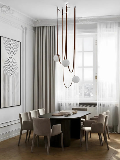 Decorbites™ Lederglasball-Hängeleuchte für das Wohnzimmer, verstellbarer Gürtel DIY-Armatur