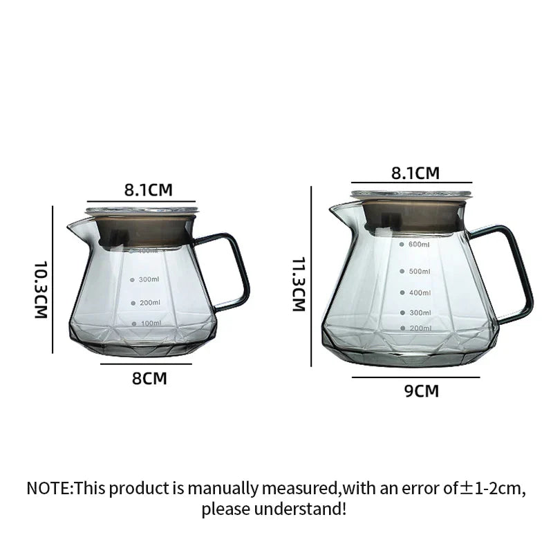 Decorbites™ Glas-Kaffeekanne Oktaedrischer Topf für Tee/Kaffee, 400/600 ml Wiederverwendbares Kaffeegeschirr