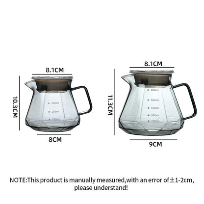 Decorbites™ Glas-Kaffeekanne Oktaedrischer Topf für Tee/Kaffee, 400/600 ml Wiederverwendbares Kaffeegeschirr
