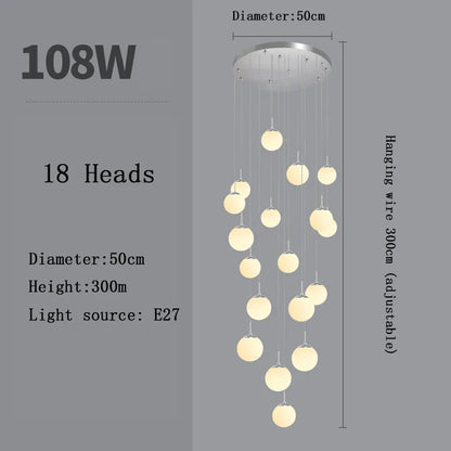 Nordic Glass Staircase Chandelier Pendant Light