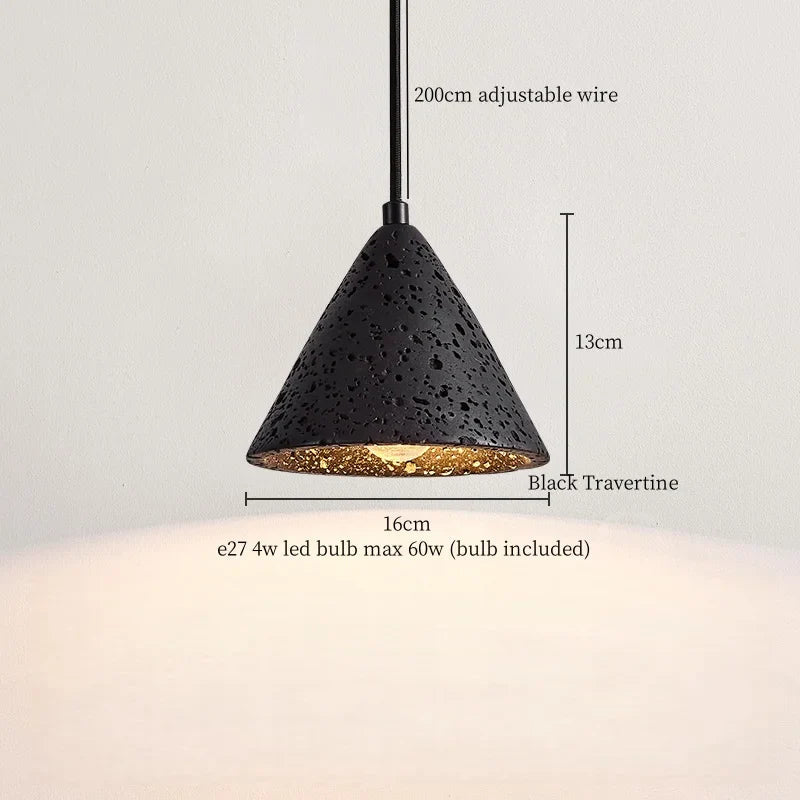 Decorbites™ Glasball-LED-Pendantleuchten Schwarz Travertin Wabi Sabi Hängelampe