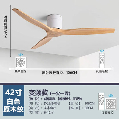 Decorbites™ 52-Zoll gebürsteter Luxus-Deckenventilator mit DC-Motor, 3 Holzschaufeln, Fernbedienung