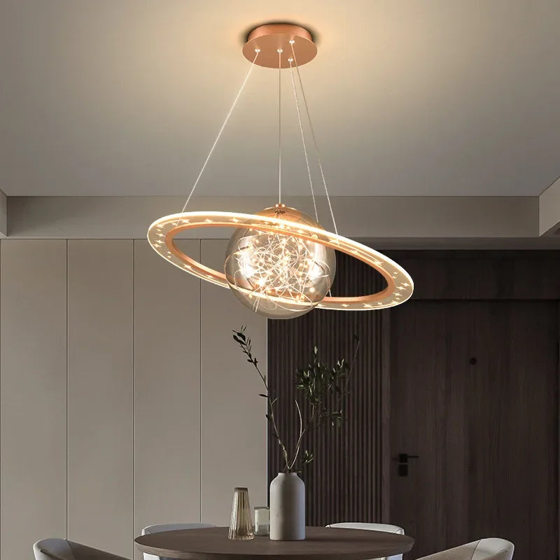 Decorbites™ Gold-Akrylfarbener Nordischer Kronleuchter LED-Hängeleuchte für luxuriöse Innenraumbeleuchtung